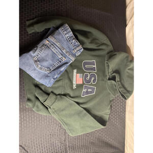 Cozy Fall Boy's Jeans and USA Hoodie Combo